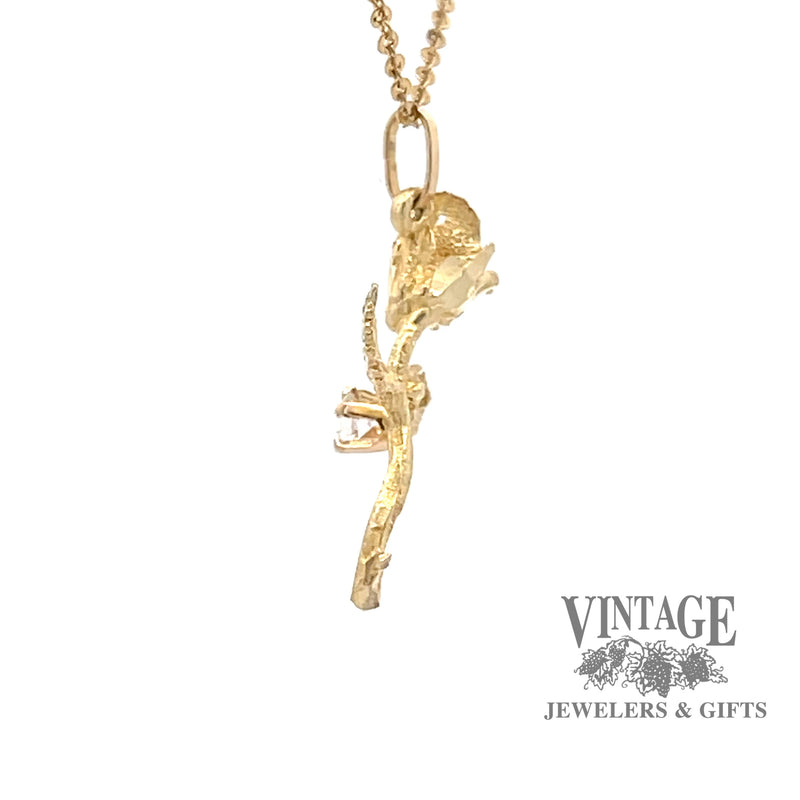 Diamond accented Rose Charm in 14k SIDE