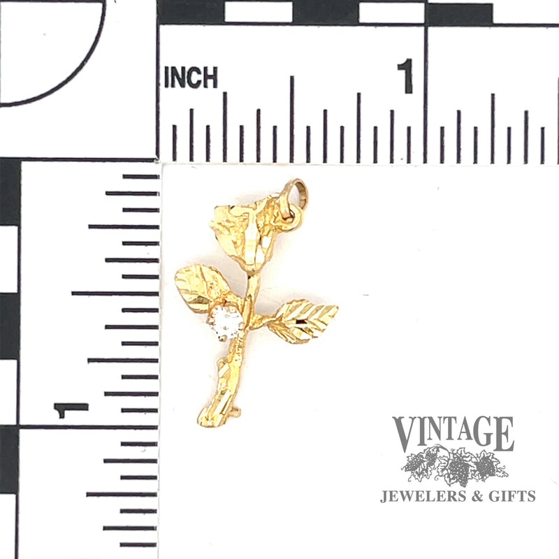 Diamond accented Rose Charm in 14k SCALE