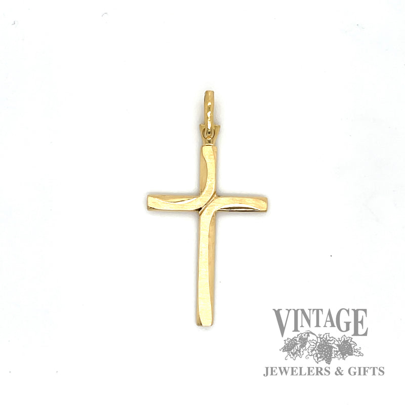 Contemporary 18ky gold matte/polished cross pendant