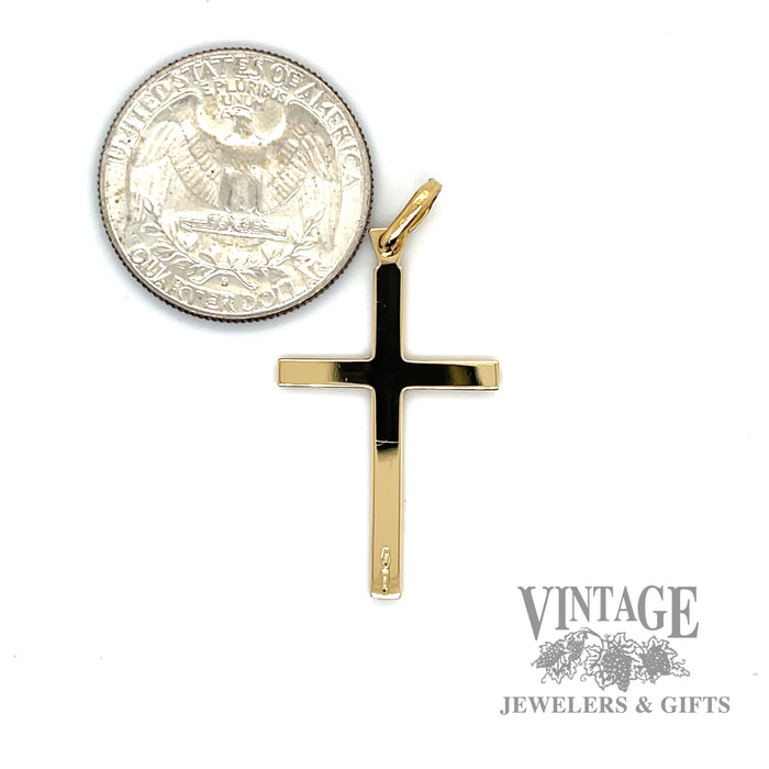 Contemporary 18ky gold matte/polished cross pendant scale back