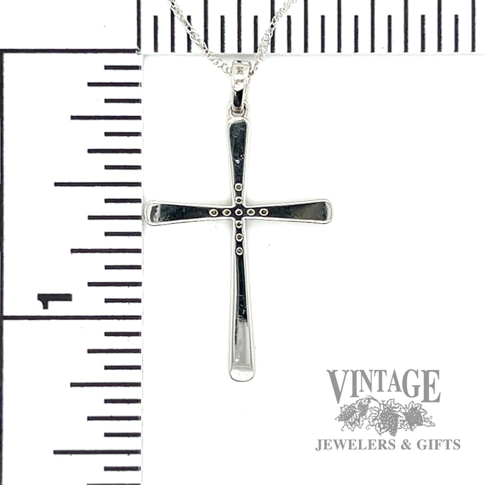 White gold and diamond contemporary cross necklace