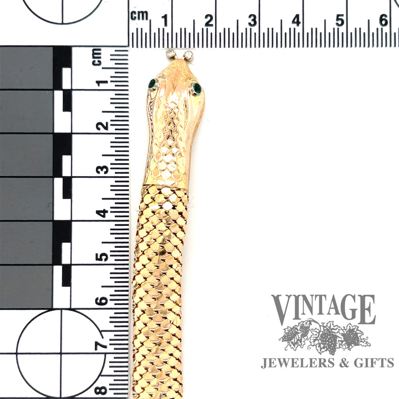 18 karat yellow gold "coiled" Snake arm wrap bracelet, uncoiled with measurements