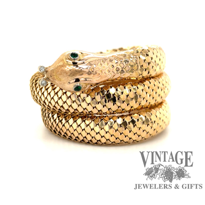  18 karat yellow gold "coiled" Snake arm wrap bracelet