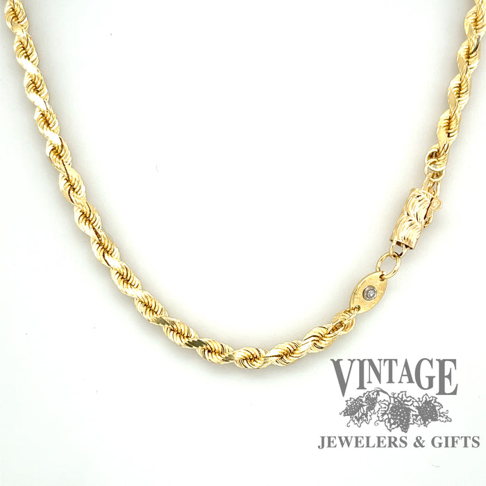 14 karat yellow gold 18” 3.1 mm diamond cut rope chain