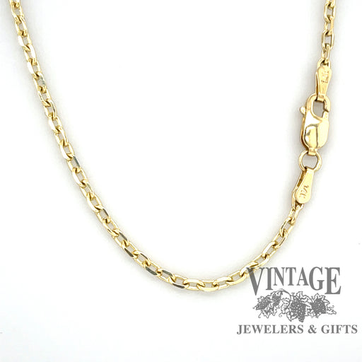 20” 14 karat yellow gold 2.1mm solid cable link chain