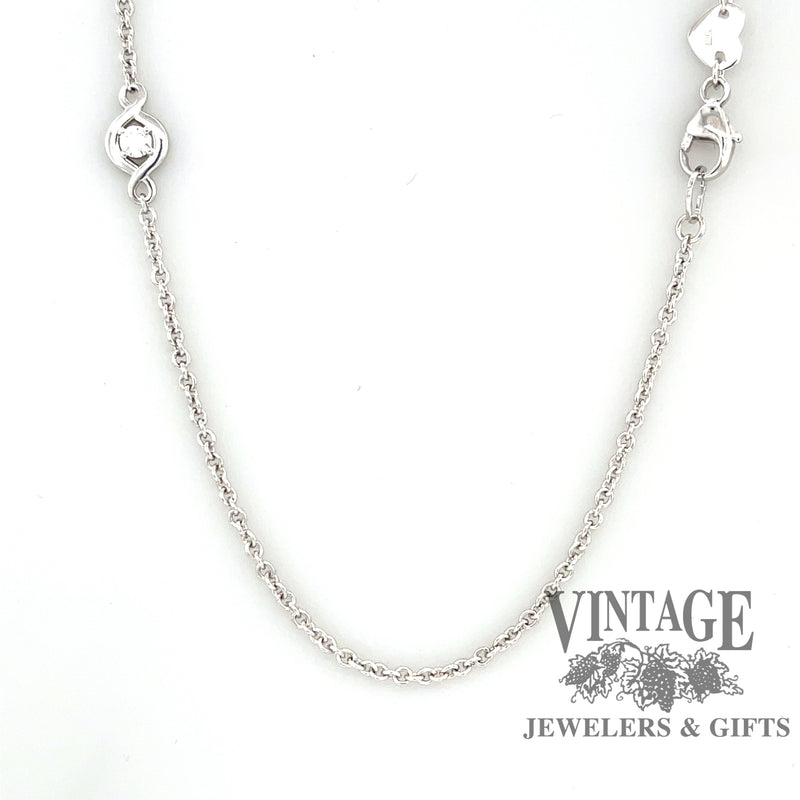 Hearts on Fire 18 karat white gold 40” diamond station chain necklace