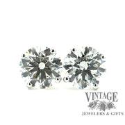 14 karat white gold 3.13 ct. total weight lab grown round diamond stud pierced earrings