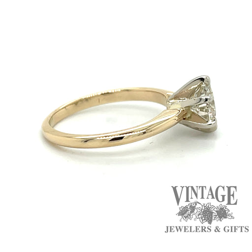 14 karat yellow gold 1.13 ct H-VS1 lab grown diamond solitaire ring, side view