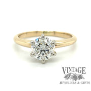 14 karat yellow gold 1.13 ct H-VS1 lab grown diamond solitaire ring