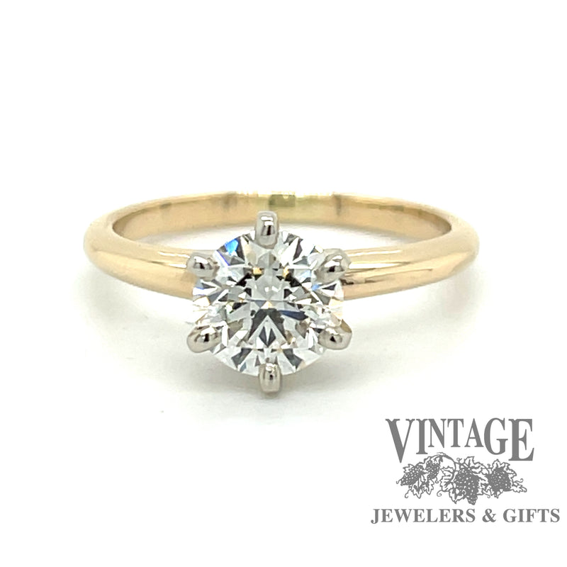 14 karat yellow gold 1.13 ct H-VS1 lab grown diamond solitaire ring