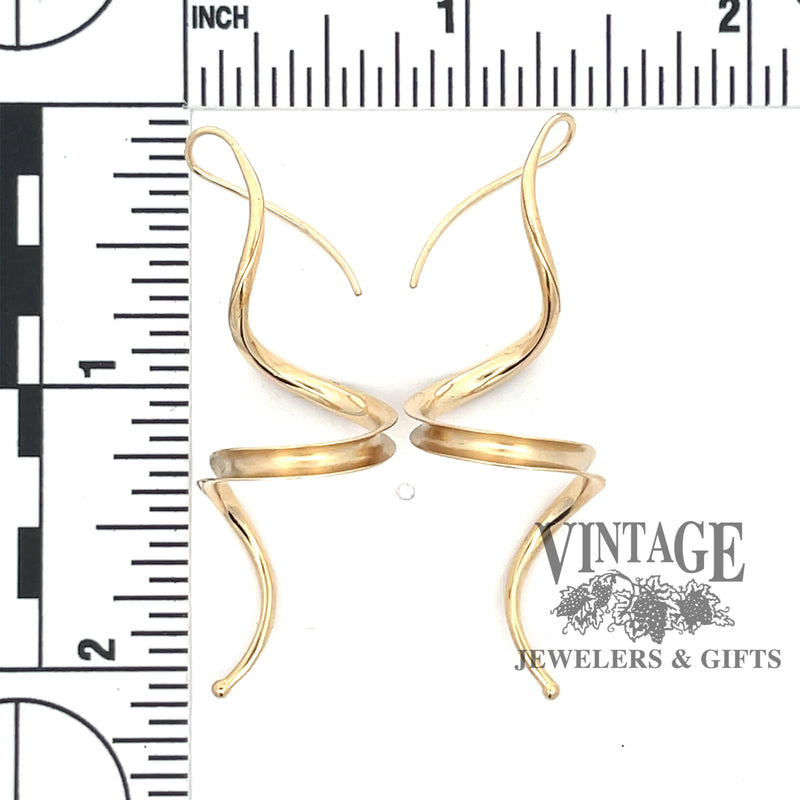 Spiral 14ky gold anticlastic earrings