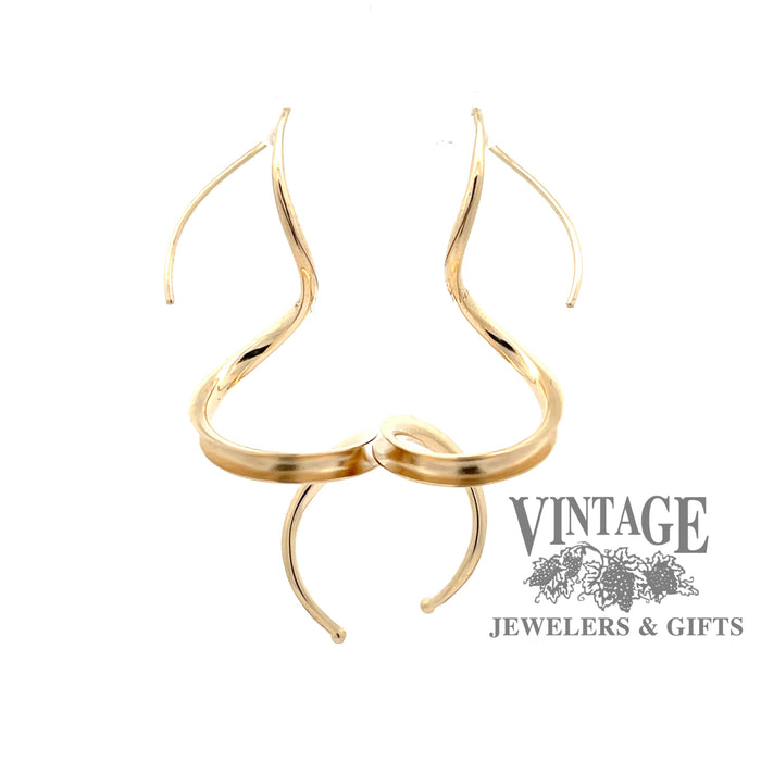 Spiral 14ky gold anticlastic earrings