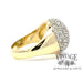 18 karat two tone gold domed 1 carat total weight diamond pave ring, side view