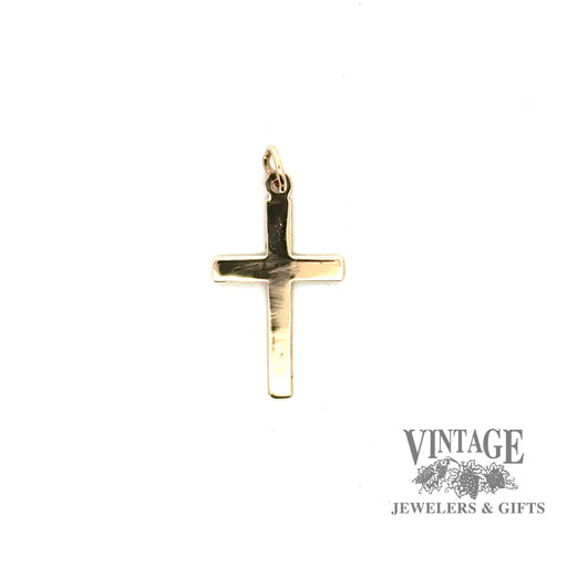14ky gold hand engraved small cross, backside