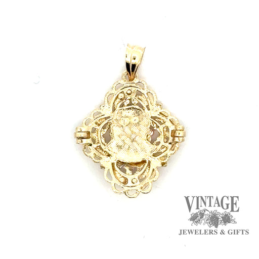 14ky/r gold filigree embossed cross pendant, backside