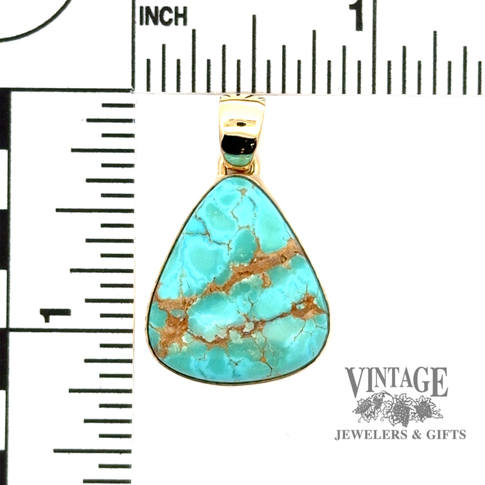 18ky gold bezel set turquoise pendant with scale
