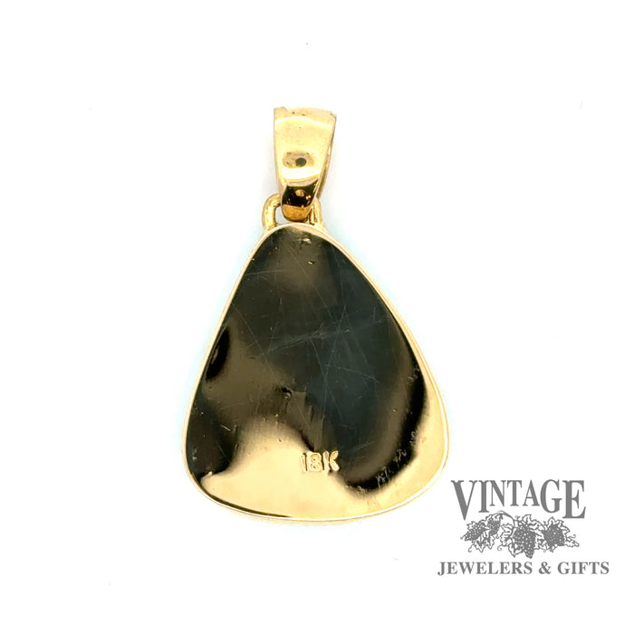 18ky gold bezel set turquoise pendant, backside