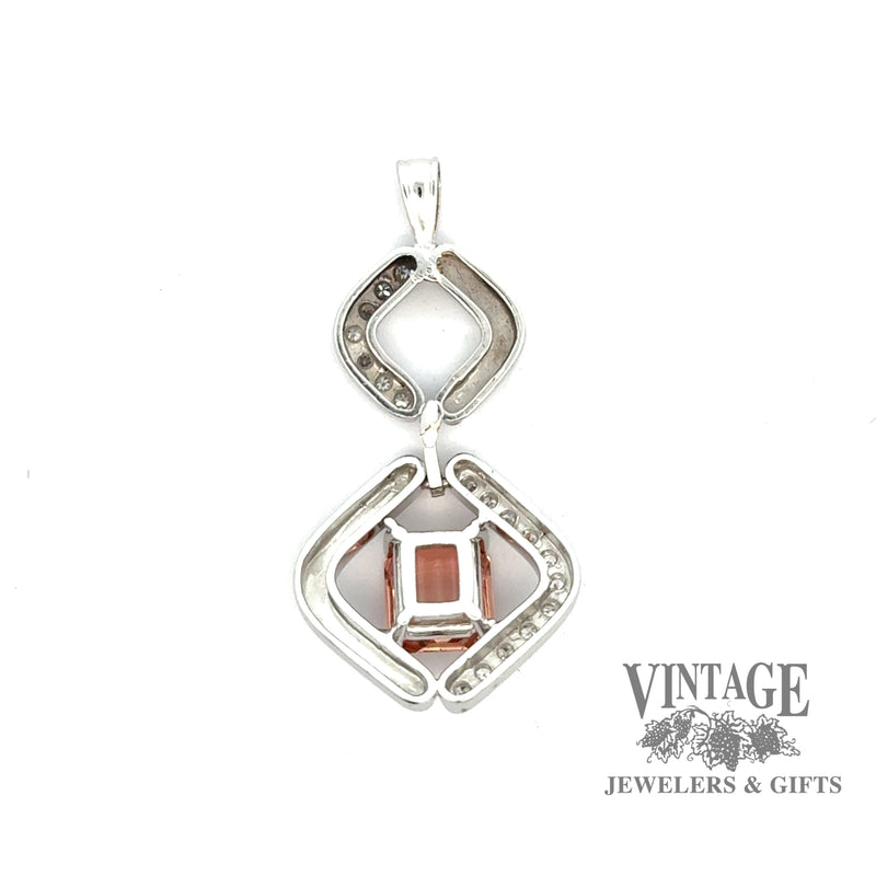 18kw gold 2ct Precious topaz and diamond pendant, backside