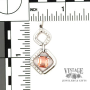 18kw gold 2ct Precious topaz and diamond pendant with scale