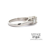 Three stone diamond decagon brilliant cut platinum ring side