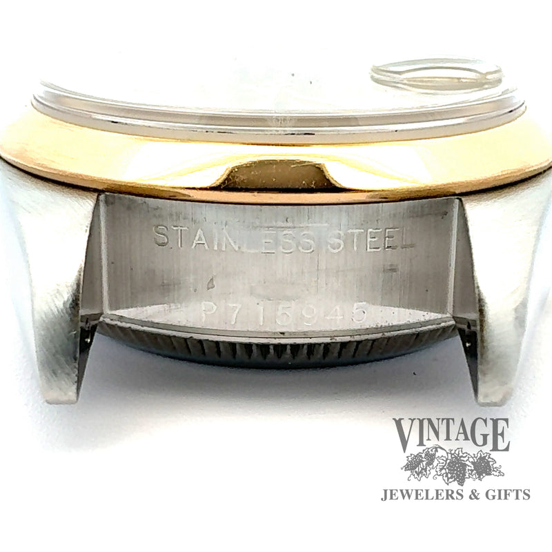 Ladies pre-owned Rolex oyster perpetual datejust stainless steel and 18ky gold watch, inside other lug