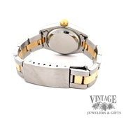 Ladies pre-owned Rolex oyster perpetual datejust stainless steel and 18ky gold watch, back