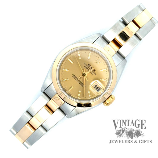 Ladies pre-owned Rolex oyster perpetual datejust stainless steel and 18ky gold watch
