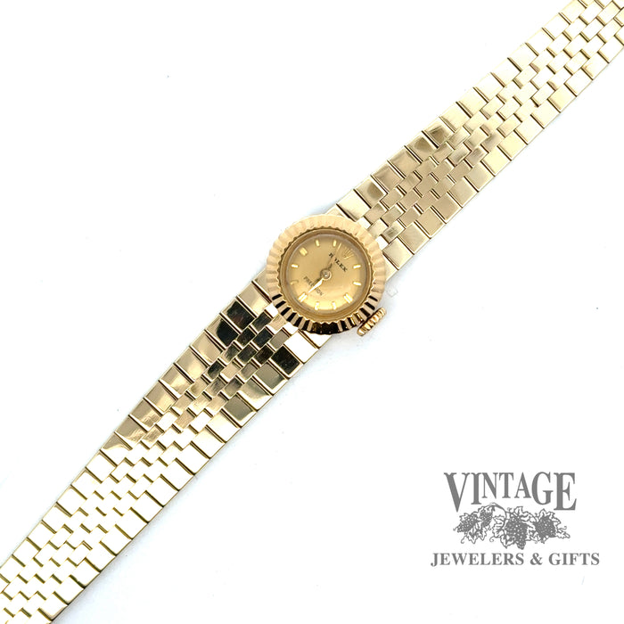 Vintage Ladies slide Rolex 18ky gold watch, tapered bracelet