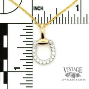 Horseshoe diamond 14k two tone necklace scale