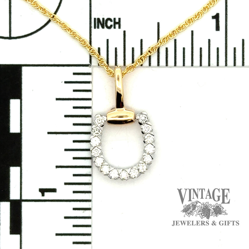 Horseshoe diamond 14k two tone necklace scale
