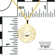 Diamond flush set radial 14ky gold necklace scale