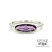 Elonaged oval amethyst and diamond east west 14kw gold ring