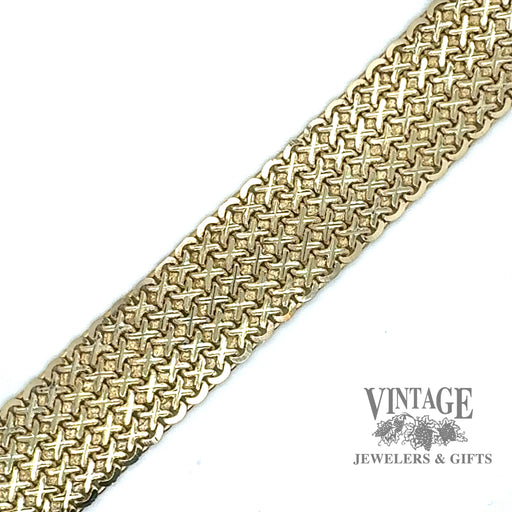 Mesh 14ky gold 7” wide bracelet