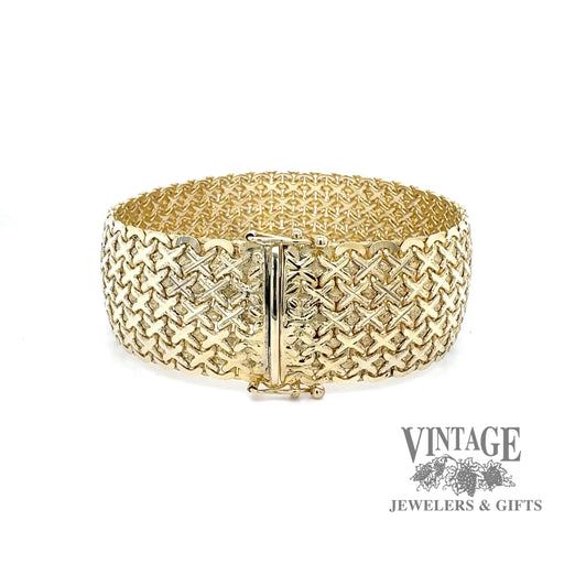 Mesh 14ky gold 7” wide bracelet clasp