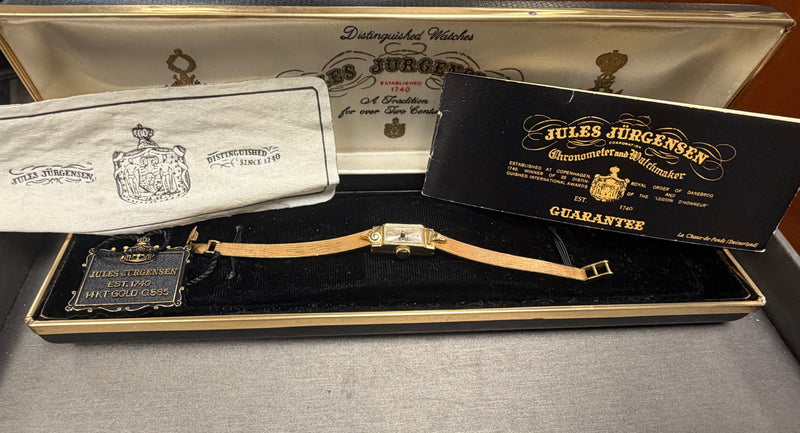 Vintage Jules Jurgensen 14K Gold Mechanical Ladies Watch – Original Box & Papers