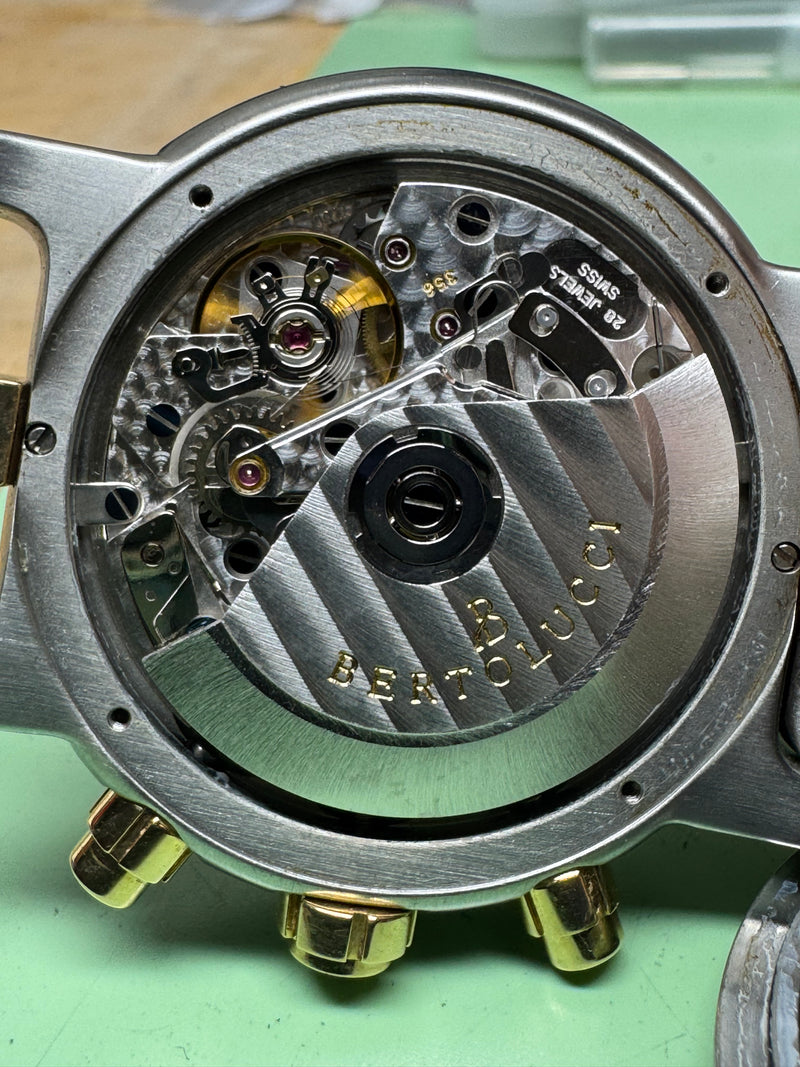 Bertolucci Pulchra automatic chronograph stainless steel and 18k gold watch movement