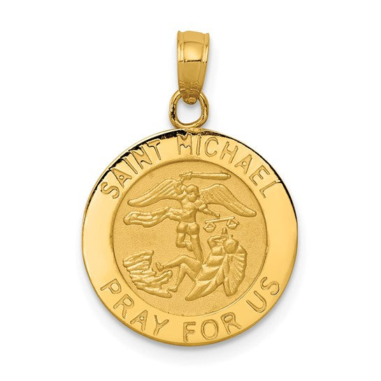 St Michael 14k solid gold pendant 15mm