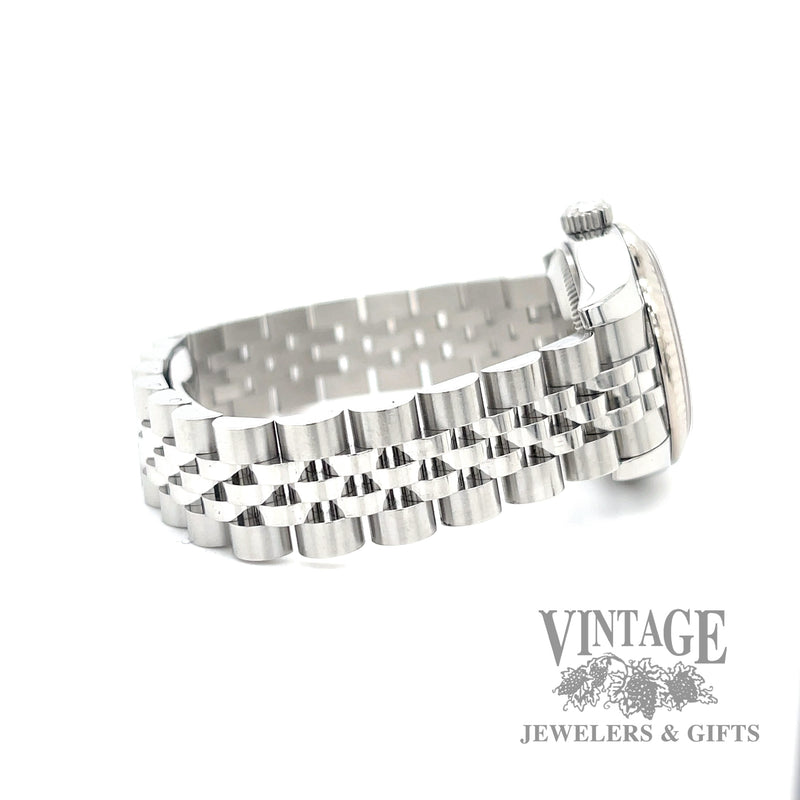 Ladies Rolex Steel and white gold black mother of pearl dial wristwatch 179174