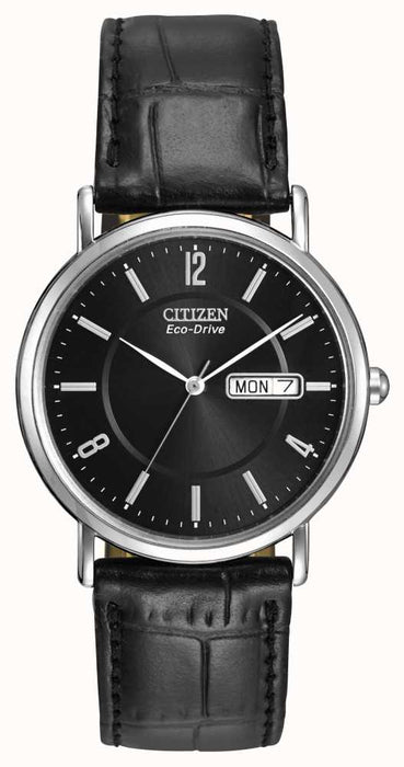 M. Citizen Eco Drive Stainless Steel Black Dial Strap Watch