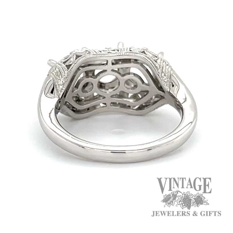Platinum vintage inspired three stone ring mounting