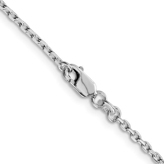 30" 2 mm Beveled Oval Cable Chain Sterling Silver Necklace Clasp View