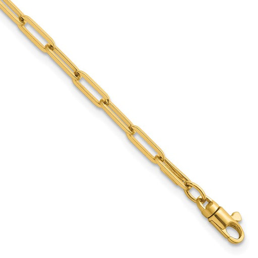 14 karat yellow gold 7.5" solid paperclip bracelet