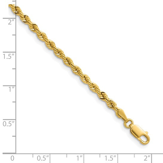 14k Gold 3mm Italian Diamond Cut Rope Chain 24 Inches