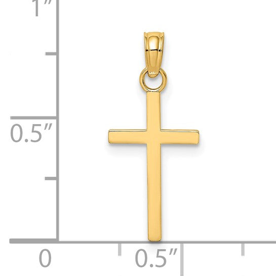 Small 14ky gold cross pendant with scale