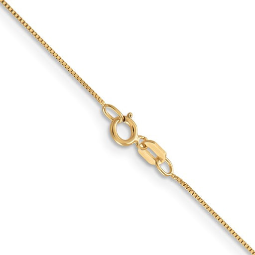 14 karat yellow gold fine, .05 mm, baby length 13" box chain with spring ring clasp