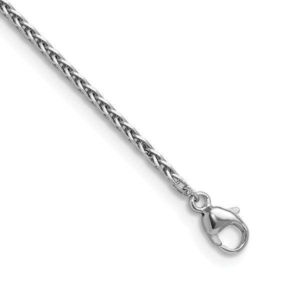 18" Platinum 1.35mm solid diamond cut  wheat chain