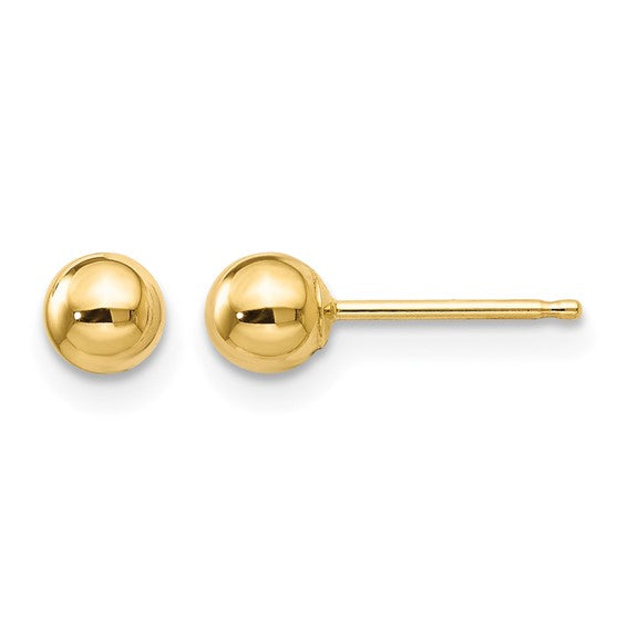 Pair of 14 karat yellow gold 6mm pierced ball stud  earrings