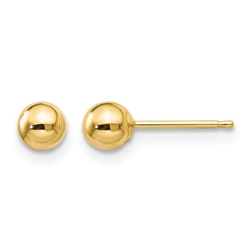 Pair of 14 karat yellow gold 5mm pierced ball stud  earrings