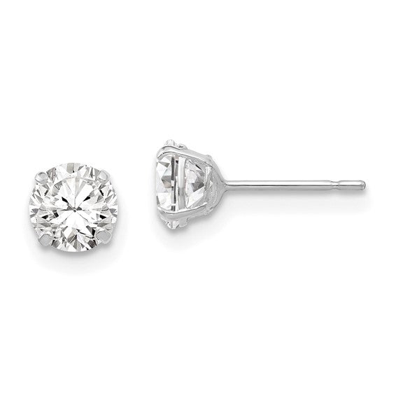 14 karat white gold 5 mm round CZ pierced stud  earrings