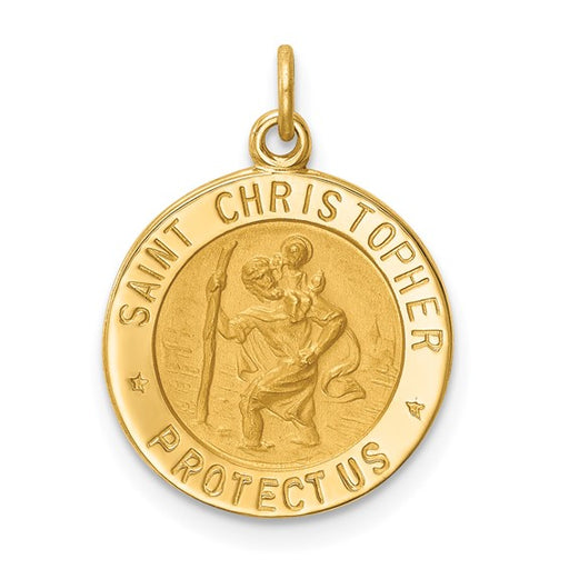 14 karat yellow gold small round  St. Christopher medal